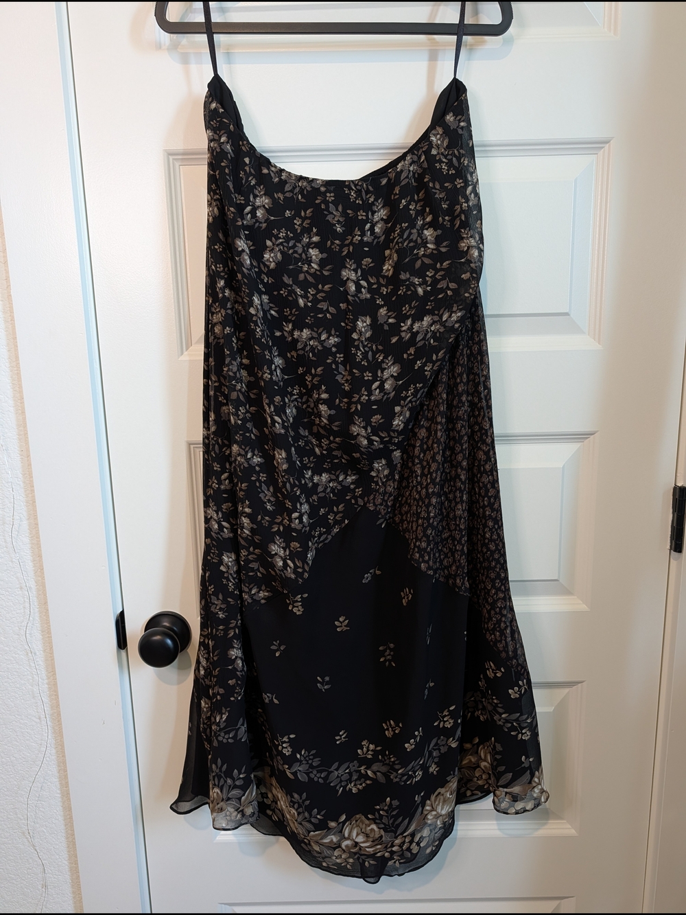 Cynthia Howie Black Floral Silk Skirt